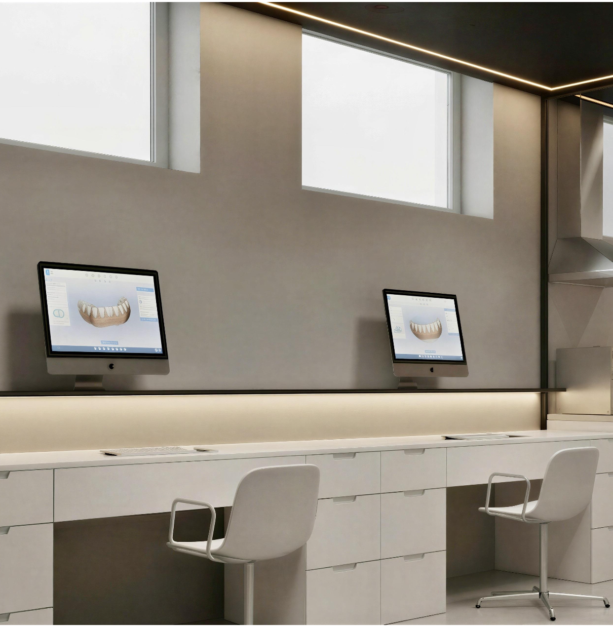 Dental laboratory where veneers are made